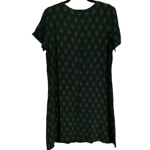 Vintage Carole Little Mini dress Scalelike design Neon Kelly Green Black Size 12 - Picture 4 of 7